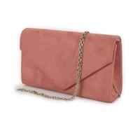 Emila Pochette rosa cipria elegante donna da cerimonia scamosciata borsa piccola ragazza per matrimonio borsetta a busta mano clutch giono sera Tessuto scamosciato Rosa cipria