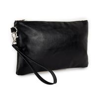 Emila Pochette uomo da polso morbida borsa a mano piccola nera Borsello casual Borsetta x chiavi per portafoglio moto sportiva ragazzo viaggio beauty case marsupio Nero