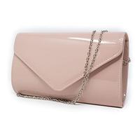 Emila Pochette vernice lucida elegante cerimonia da donna ragazza signora borsa a mano piccola clutch bag borsetta sera giorno matrimonio comunione battesimo primavera estate 2026 (Nude)