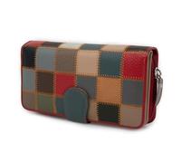 Emila Portafoglio donna grande patchwork per carte di credito con zip e scoamparti portamonete vera pelle economici porta monete borsellino borsello a mano autunno inverno 2025 2026 Fantasia 2