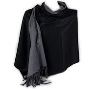 Emila Sciarpone donna invernale morbida double face sciarpa autunnale calda grande da ragazza signora coprispalle foulard scialle con frange tinta unita elegante autunno inverno 2024 2025 Nero-Grigio