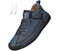 Emiline Comfortable Orthopedic Sneakers, Women Men Orthopedic Support Handmade Leather Shoes,Soft Comfort Orthopedics Support (Blue,43)