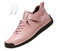 Emiline Comfortable Orthopedic Sneakers, Women Men Orthopedic Support Handmade Leather Shoes,Soft Comfort Orthopedics Support (Pink,37)