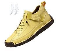 Emiline Comfortable Orthopedic Sneakers, Women Men Orthopedic Support Handmade Leather Shoes,Soft Comfort Orthopedics Support (Yellow,38)