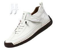 Emiline Comfortable Orthopedic Sneakers, Women Men Orthopedic Support Handmade Leather Shoes,Soft Comfort Orthopedics Support (White B,44)