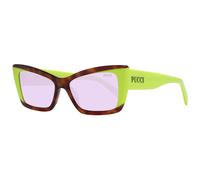 Emilio Pucci EP0205 5453Y Women's Cat-Eye Sunglasses - Amber Havana/Acid Green Frame, Violet Lenses