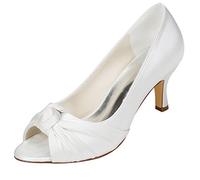 Emily Bridal Décolleté con Tacco a Spillo in Raso di Seta Femminile con Fiocco di Seta (EU39, Avorio)