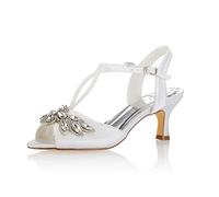 Emily Bridal Scarpe da Sposa Avorio Peep Toe Strass Kitten Heel Scarpe da Sposa Scarpe da Donna (EU35, Avorio)