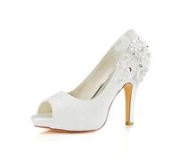 Emily Bridal Scarpe da Sposa in Pizzo Con Tacco Alto - Avorio (EU41)