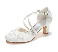 Emily Bridal Scarpe da Sposa Round Criss Cross Party Shoes (EU39, Avorio)