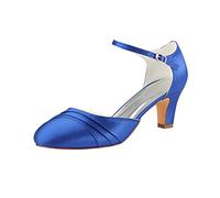 Emily Bridal Scarpe da Sposa Scarpe da Sposa Avorio 2018 Scarpe Tacco Alto da Sposa con Tacco Medio e Pieghe con Tacco e Fibbia (EU40, Blu Reale)