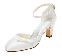 Emily Bridal Scarpe da Sposa Scarpe da Sposa Avorio Tacco Alto Tacco Alto Cinturino alla Caviglia Scarpe da Sposa (EU35, Avorio)