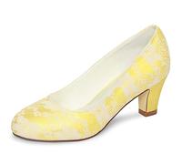 Emily Bridal Scarpe da Sposa Silk Women Like Satin Stiletto Heel Pompe Chiuse Chiuse (EU36, Giallo)