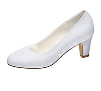 Emily Bridal Scarpe da Sposa Silk Women Like Satin Stiletto Heel Pompe Chiuse Chiuse (EU40, Bianco)