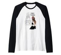 Emily in Paris Elegant Posing Front The Eiffel Tower Sketch Maglia con Maniche Raglan