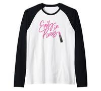 Emily in Paris Girly Pink Lipstick Sketch Maglia con Maniche Raglan