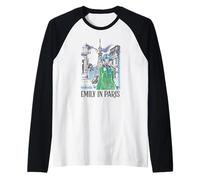 Emily in Paris Rainy Day in The Street Sketch Portrait Maglia con Maniche Raglan