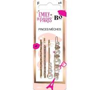 Emily in Paris x Bo Paris - Set di 4 pinze per capelli con punte dorate e strass - eleganza parigina per capelli - confezione da 1