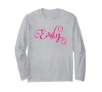 Emily Nome Personalizzato Rosa Script Lettere Donne Ragazze Maglia a Manica