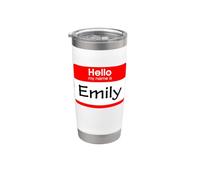 Emily, targhetta con scritta "Hello My Name is Name" Bicchiere termico in acciaio inox doppia parete
