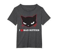 Emily The Strange I Heart Bad Kitties Maglietta, Donna Plus-Size, Grigio Scuro, 2X