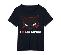 Emily The Strange I Heart Bad Kitties Maglietta, Donna Plus-Size, Nero, 2X