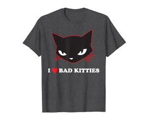 Emily The Strange I Heart Bad Kitties Maglietta, Uomo, Grigio Scuro, M