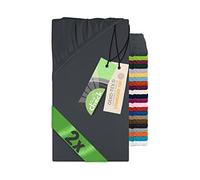 Emily's Check confezione da 2 lenzuola con angoli per letti ospiti, da campeggio e per camionisti 1493.2123, 80-90 x 190 cm, antracite