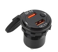 Eminchu Caricabatteria per Auto Doppio USB Ricarica Rapida con Voltmetro Display Digitale Rosso per Lega di Alluminio per Camion Moto Barca DC 12V-24V