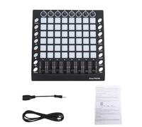 Eminchu Controller MIDI USB Sensibile Alla velocità Retroilluminato 48 RGB, Pad Batteria MIDI con 8 Manopole, 8 Slider e 16 Pulsanti Funzione, Pad Portatile per la Produzione Musicale