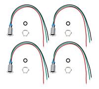 Eminchu LED Rotondi Precablati Bicolore Impermeabili, Anodo Comune da 10 | Alloggiamento in Ottone Cromato, Spie Luminose per Uso su Auto e CNC, Cablaggio Ad Anodo Comune, Attacco M10 X 0,75,