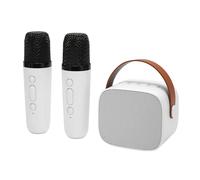 Eminchu Macchina per Karaoke Bluetooth Portatile Multifunzione con 2 Microfoni Wireless per KTV e Appassionati di Feste in Casa (WHITE)