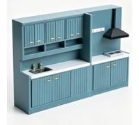 Eminchu Mobile da Cucina per Casa delle Bambole, Design Modulare Scala 1:12 | Legno di betulla, Porte apribili, Unità separate, Espositore per zona pranzo, Mobili in miniatura, Portautensili, Misura 1:12