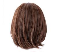 Eminchu Parrucca Corta Marrone Lisci Capelli Sintetici Resistenti Al Calore Naturale Alla Ricerca di Cosplay Bingle Party Uso Quotidiano
