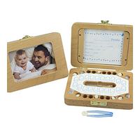 Eminchu Scatola Porta Dentini da Latte Squisito Supporto in Legno per Ricordi e Cimeli dei Denti da Latte con Vari Accessori 5,51 * 4,29 * 1,22 Pollici