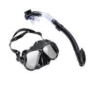 Eminchu Set Boccaglio per Adulti, Set Boccaglio con Lenti in Vetro Temperato, con Ampia Visuale con Asciutto e vestibilità Comoda, Ideale per lo Snorkeling (BLACK)