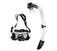 Eminchu Set Boccaglio per Adulti, Set Boccaglio con Lenti in Vetro Temperato, con Ampia Visuale con Asciutto e vestibilità Comoda, Ideale per lo Snorkeling (WHITE)