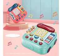 Eminchu Telefono Musicale Giocattolo, Giocattolo Didattico per Bambini 5 in 1, Telefono con Suono Reale con Suono della Telefonata, Ideale per Far Imparare Ai Bambini l'uso del e la Coordinazione
