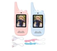Eminchu Walkie Talkie per Bambini a 2 Vie, Videocamera HD 4 Effetti Vocali Video Walkies Talkies Intercom in Tempo Reale a Lunga Distanza con Cordini Anti Perdita Video Walkie Talkie