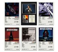 Eminem Set di 6 poster su tela firmati con copertina di album rapper, edizione limitata, poster musicali per camera da letto, poster e stampe artistiche da parete, 20 x 30 cm, stile 6