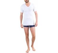 Eminence - Canotta mezza manica da uomo scollo a V in 100% puro cotone, 5/XL, BIANCO