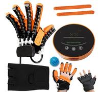 Emiplegia Guanti Robot per Riabilitazione Mani Sinistra/Destra, Trainer della Mano per Ictus Fisioterapica, Attrezzi Riabilitazione Artrite Guanti da Massaggio(Size:XXL sinistra,Color:Arancione)