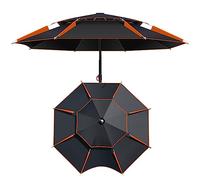 EMISOO Ombrellone Da Spiaggia Antivento, Ombrellone Da Giardino Per Esterni Inclinabile A 360°, Ombrellone Da Pesca Grande, Per Viaggi, Picnic, 1,8m/2m/2,2m/2,4m/2,6m (Color : Black-orange, Size : 1