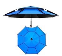 EMISOO Ombrellone Da Spiaggia Antivento, Ombrellone Da Giardino Inclinabile A 360°, Grande Per Pesca, Viaggi E Picnic, 1,8m/2m/2,2m/2,4m/2,6m (Color: Blue-Black, Size: 240