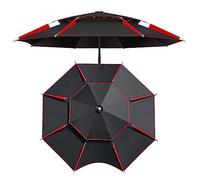 EMISOO Ombrellone Da Spiaggia Antivento, Ombrellone Da Giardino Per Esterni Inclinabile A 360°, Ombrellone Da Pesca Grande, Per Viaggi, Picnic, 1,8m/2m/2,2m/2,4m/2,6m (Color : Black-red, Size : 260c