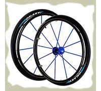 EMISOO Ruote Posteriori per Sedia A Rotelle Sportiva da 24 Pollici, Ruote di Ricambio Pneumatiche, Ruote Posteriori per Carrozzina Disabili, Mozzo in Alluminio (Color : Blue)