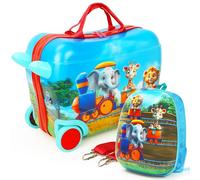 emissary Ride on Valigia per bambini, Bambini Ride On Bagagli con ruote per bambini, Bagagli per bambini con ruote per ragazze e ragazzi, Multicolore, M, Stile B