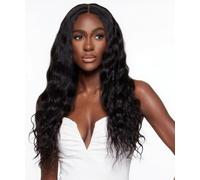 Emistar Parrucca riccia con parte a V, si mescola con i tuoi capelli umani naturali, parrucca sintetica ondulata senza colla, con parte a U, per donne nere, parrucca con clip a V, adatta ai