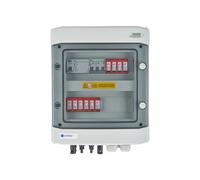 EMITER EM-1102_DCAC Quadro DCAC, IP65, SPD DC Dehn 1000V tipo 2, 2 x catena PV, 2 x MPPT, SPD AC Dehn tipo 2, 10A 3-F, RCD tipo A 40A/300mA