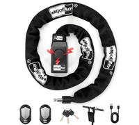 eMjollRay Antifurto per Bici, Allarme Catena, Lucchetto per Bici 110dB, Sicurezza 8mm x 1,2m, Catena con Chiave e Telecomando, Lucchetto per E-Bike, Scooter, Bici in Acciaio Resistente Ricaricabile